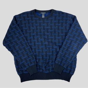 Mino Milano Blue Basket Weave Made in Italy Grandpa Sweater